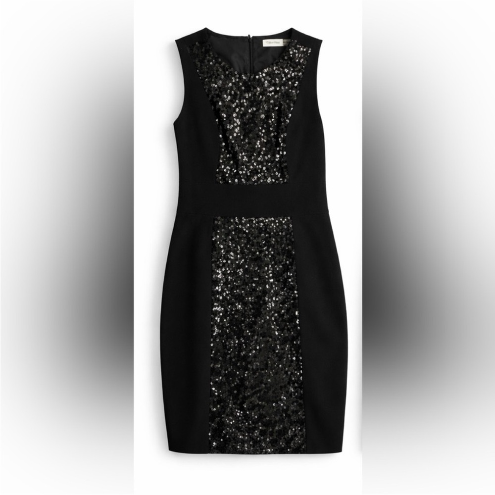 Calvin Klein Black Sequined Sheath Dress